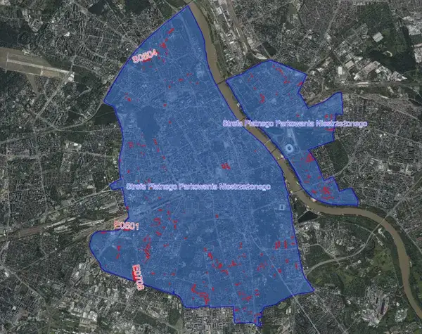 Mapa cen wynajmu miejsc parkingowych Warszawa dzielnice