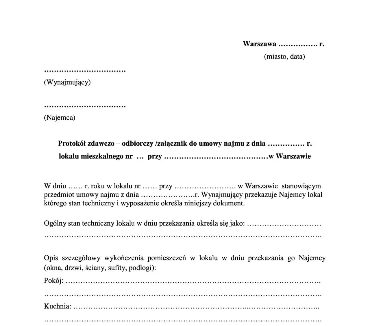 protokół zdawczo odbiorczy mieszkania wypełniony
