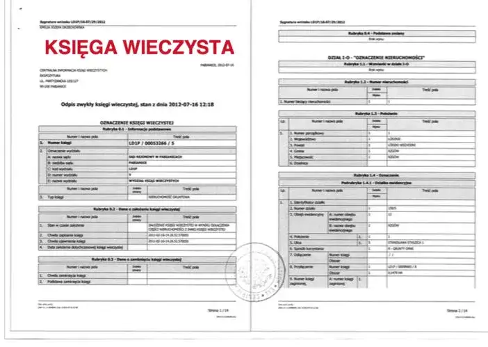 dokumenty deweloper księga wieczysta