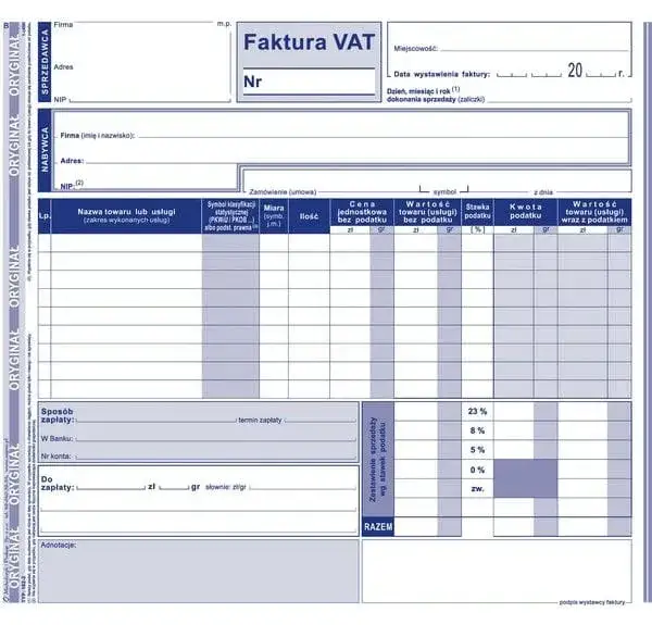 faktura VAT deweloper mieszkanie